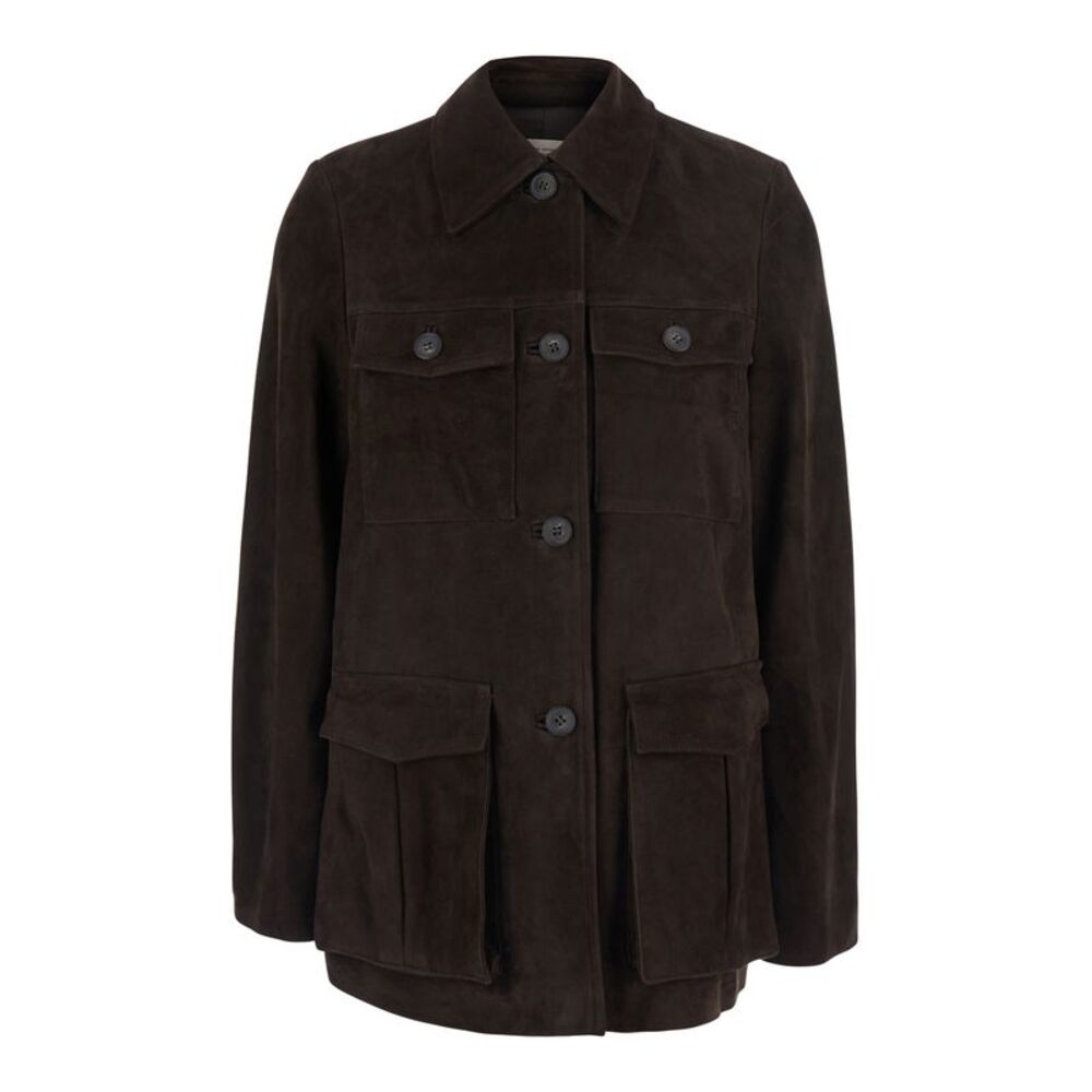 Semicouture Women 'Penny' Brown Jacket With Classic Collar In Suede For Women